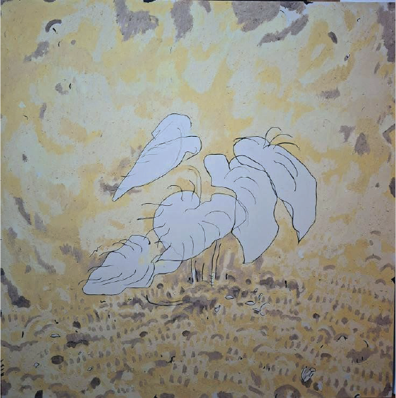 Carlos Fernández | “Anturio” | Tierras, acrílico y grafito sobre lienzo | 160 x 160 cm | 2025 | $6.500 i.v.i