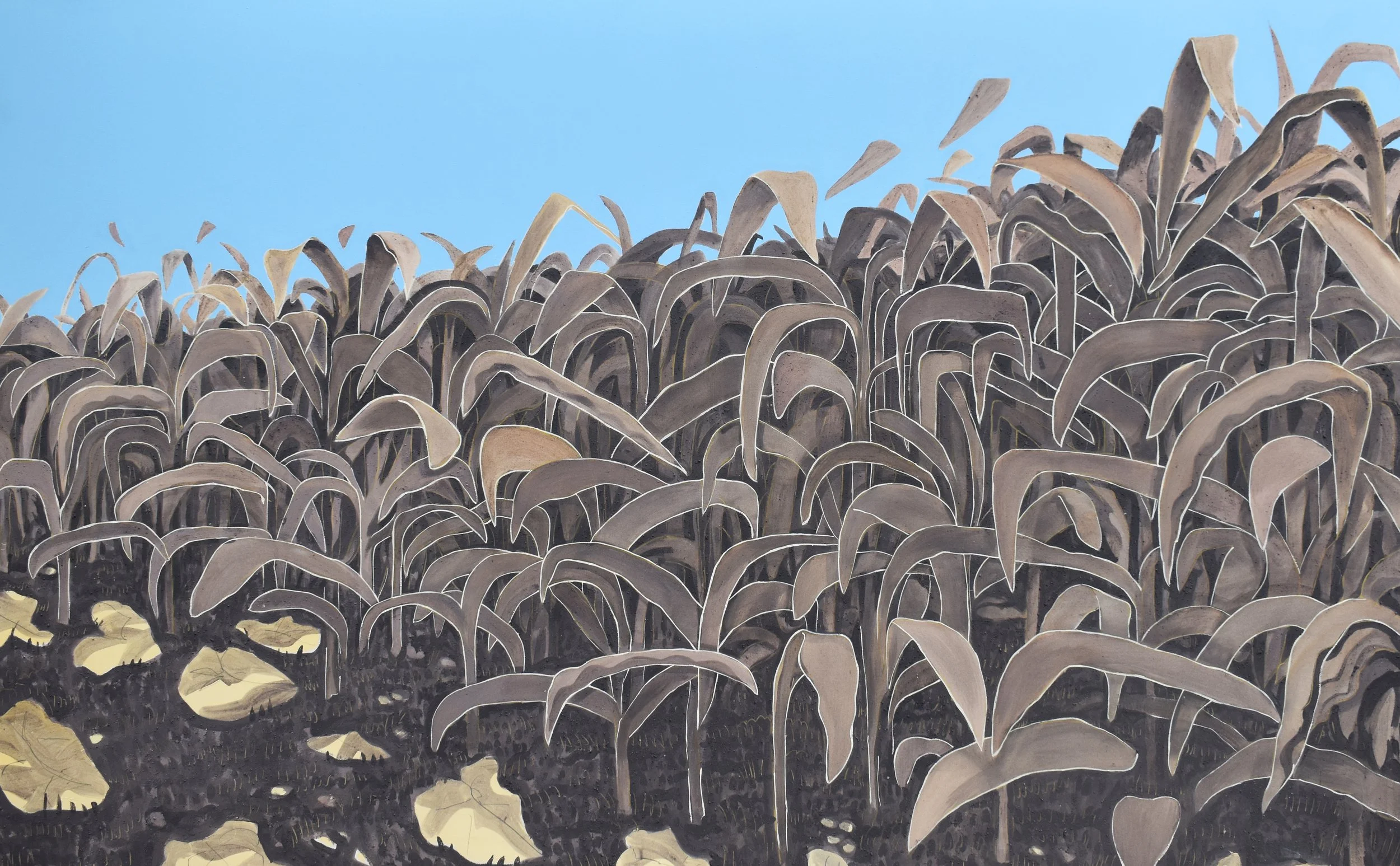 Carlos Fernández | “Milpa #5” | Tierras, acrílico y grafito sobre lienzo | 260 x 160 cm | 2025 | $8.500