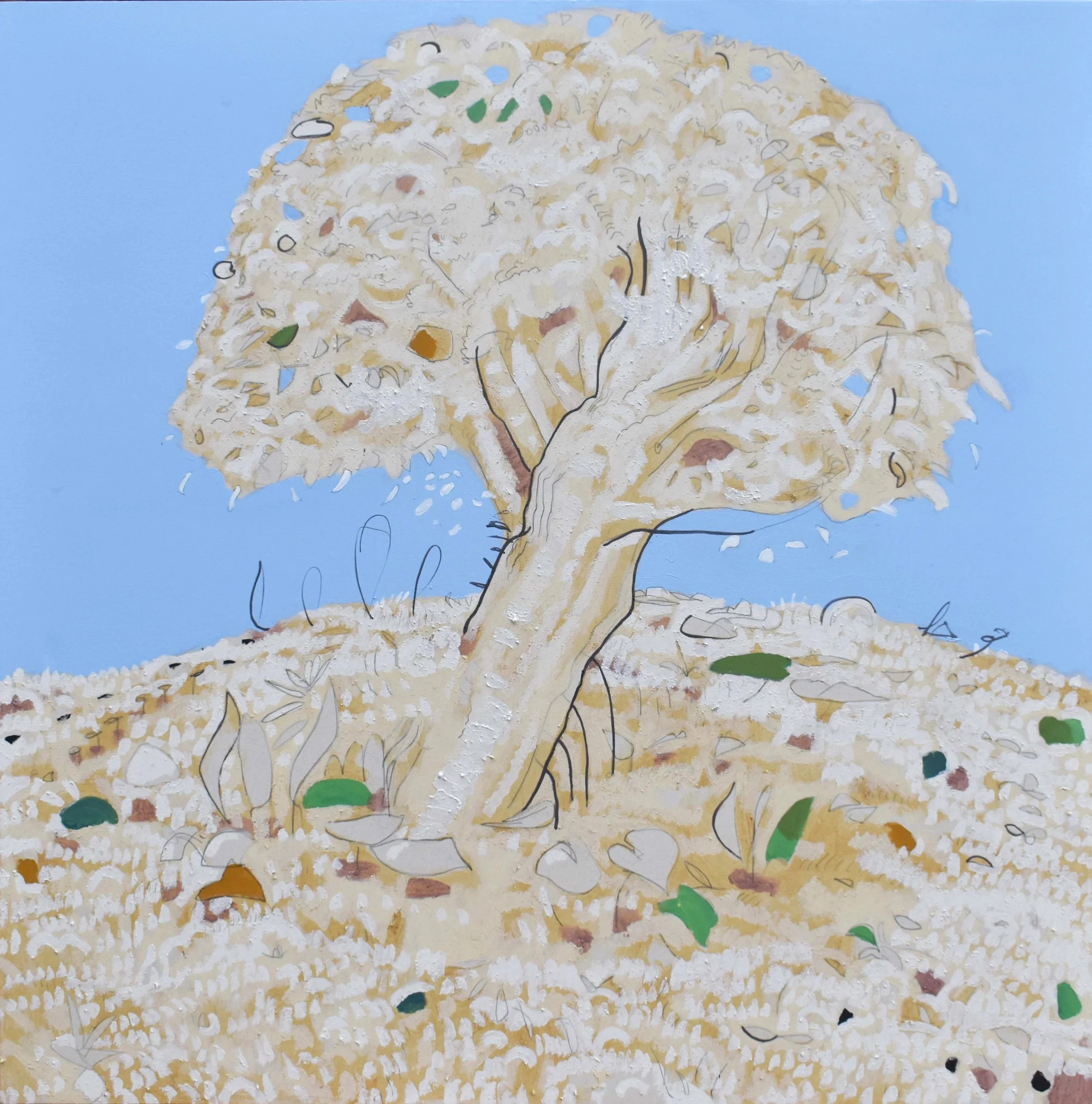 Carlos Fernández | “Tubus” | Tierras, acrílico y grafito sobre lienzo | 160 x 160 cm | 2025 | $6.500