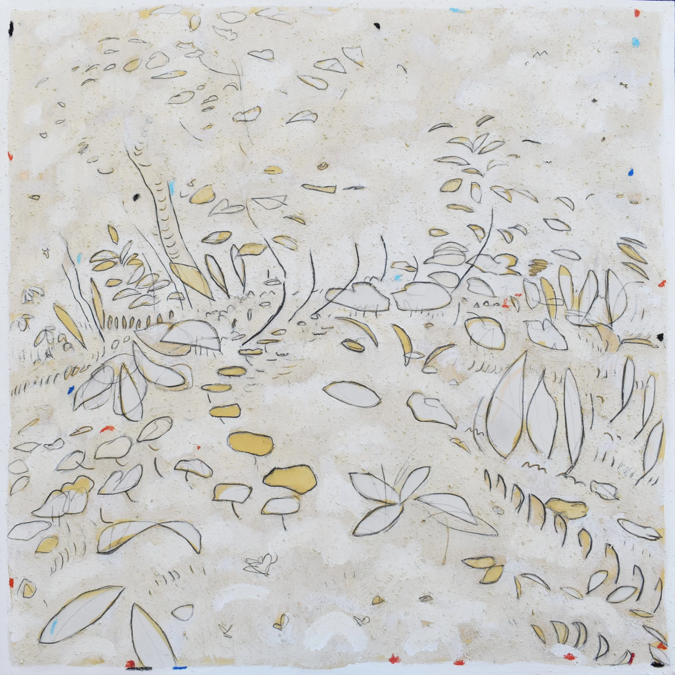 Carlos Fernández | “Paisaje #11” | Tierras, acrílico y grafito sobre lienzo | 100 x 100 cm | 2025 | $3.500