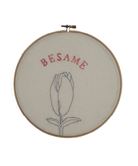 Gabriela Novoa | “De la serie: Instrucciones para masturbar vulvas”  | Bordado con hilo de seda | 23 x 23 cm | 2022 | $450 + i.v.a