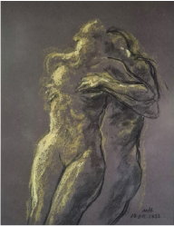 Miguel Hernández | “Las ilusiones: escenas íntimas” | Tiza pastel sobre papel Canson | 56 x 48 cm | 2022 | $900 + i.v.a c/u