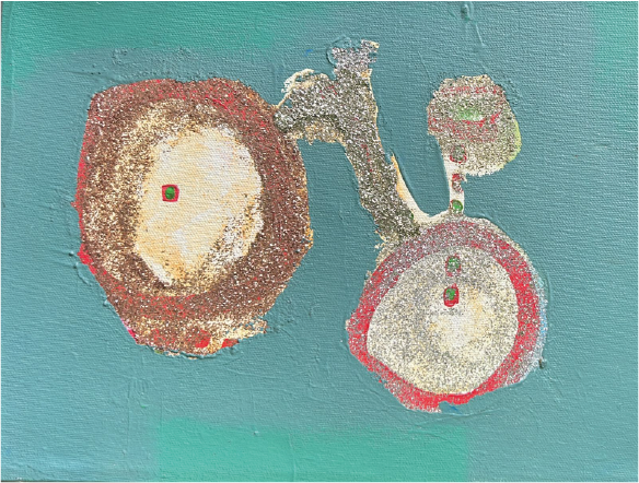 Gioconda Rojas | “¿Qué le pido al niño?” |  Acrílico sobre lienzo | 23 x 31 cm | 2016 | $450 + i.v.a