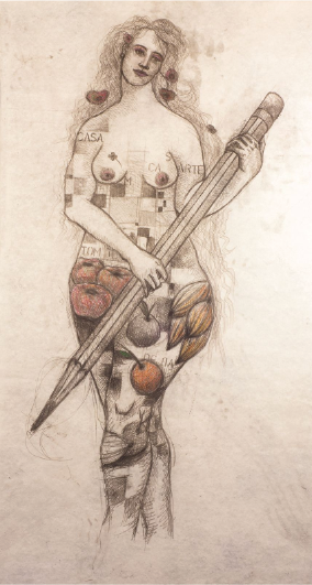 Marcia Salas | “Casa-arte” | Monotipia al trazo | 210 x 120 cm | 2015 | $6 000 + iva