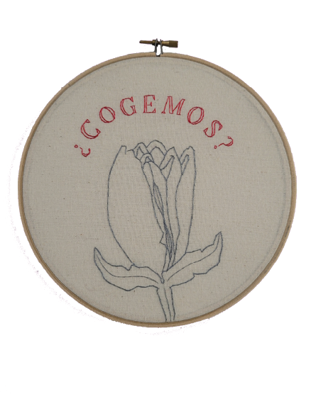 Gabriela Novoa | “De la serie: Instrucciones para masturbar vulvas”  | Bordado con hilo de seda | 23 x 23 cm | 2022 | $450 + i.v.a