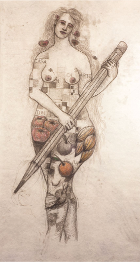 Marcia Salas | “Casa-arte” | Monotipia al trazo | 210 x 120 cm | 2015 | $6 000 + iva