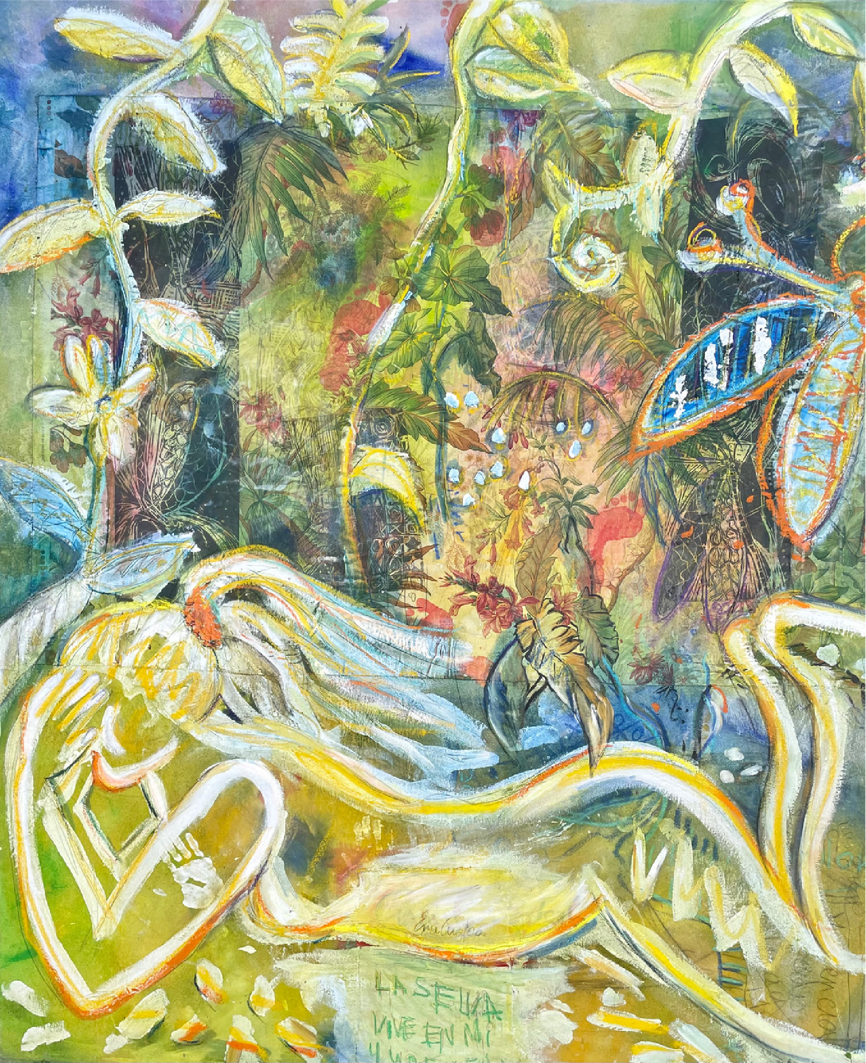 Enar Cruz | "La vida vive en mí y yo en ella" | Óleo y collage sobre lienzo | 162 x 195 cm | 2006 | $9500 i.v.i