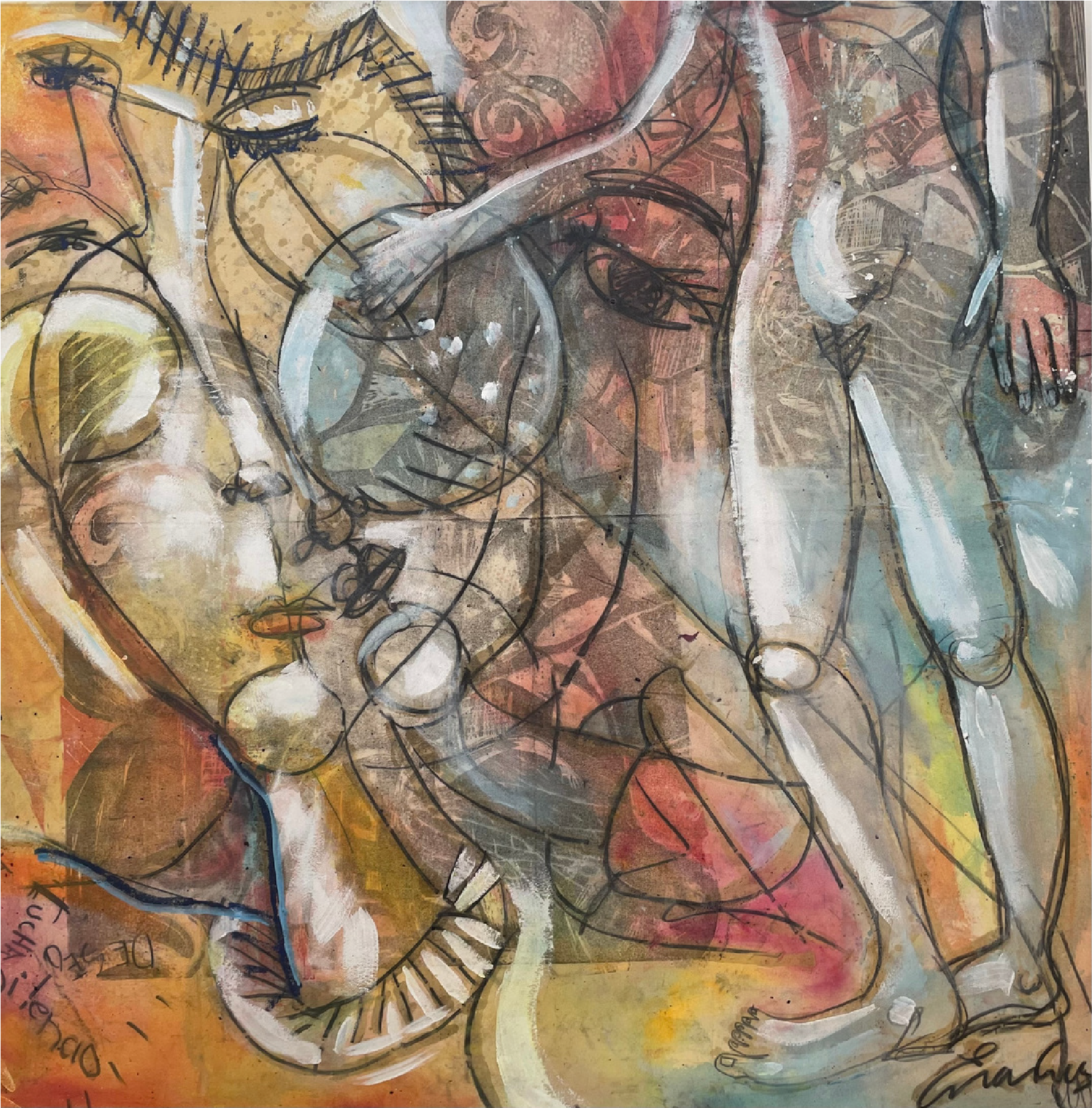 Enar Cruz | "Dentro y fuera" | Óleo y collage sobre lienzo | 195 x 195 cm | 2006 | $10.500 i.v.i