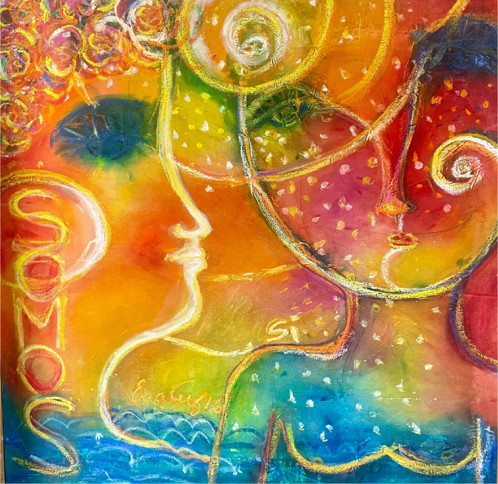 Enar Cruz | "Pareja y líneas" | Acrílico sobre lienzo | 130 x 130 cm | 2015 | $7.500 i.v.i