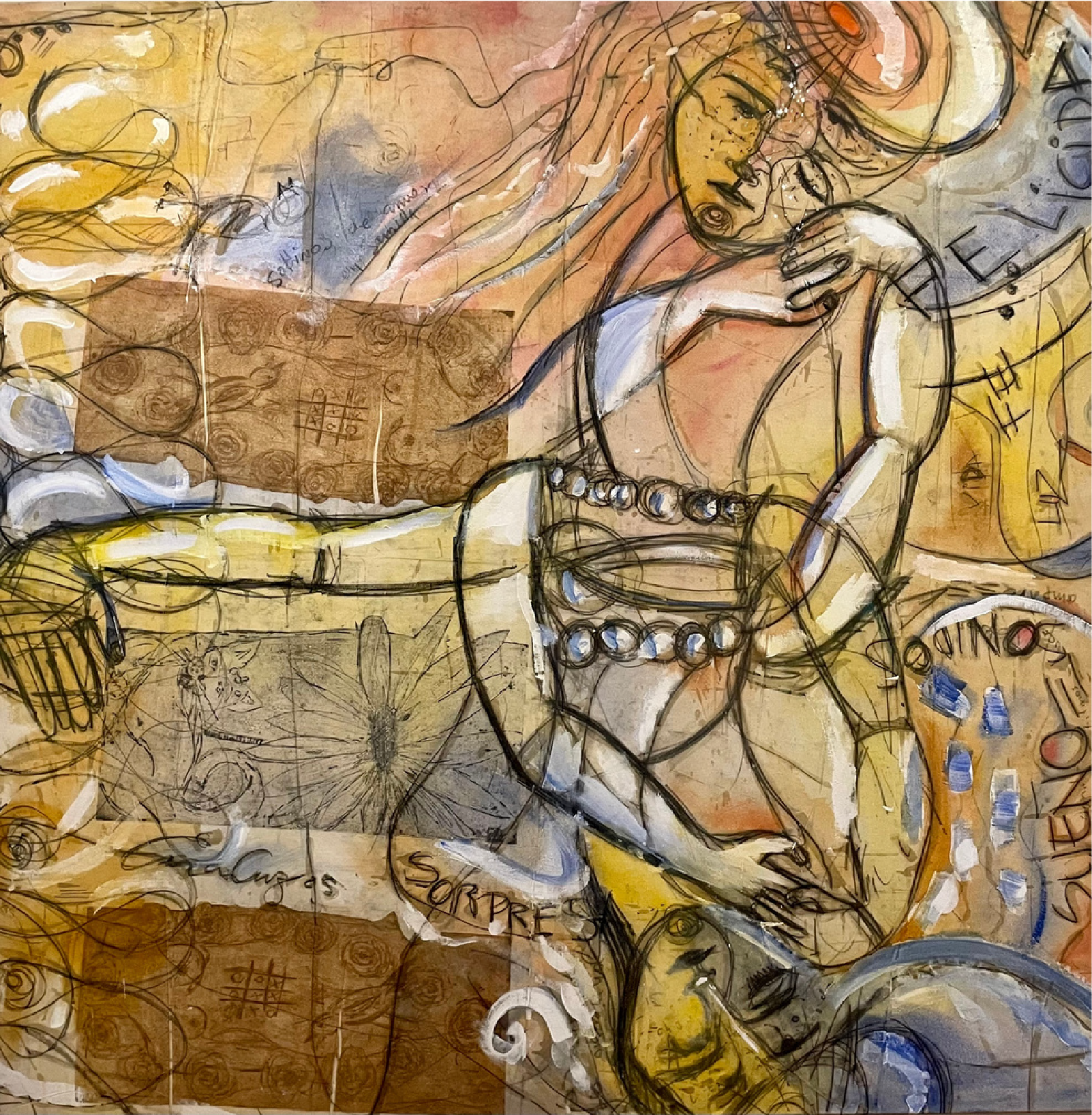 Enar Cruz | "Espejismo" | Óleo y collage sobre lienzo | 195 x 195 cm | 2005 | $10.500 i.v.i