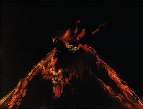 Emilia Cersósimo | “Volcán Arenal de noche” | Acrílico y óleo sobre tela | 80 x 100 cm | 2017 | $3.000 i.v.i