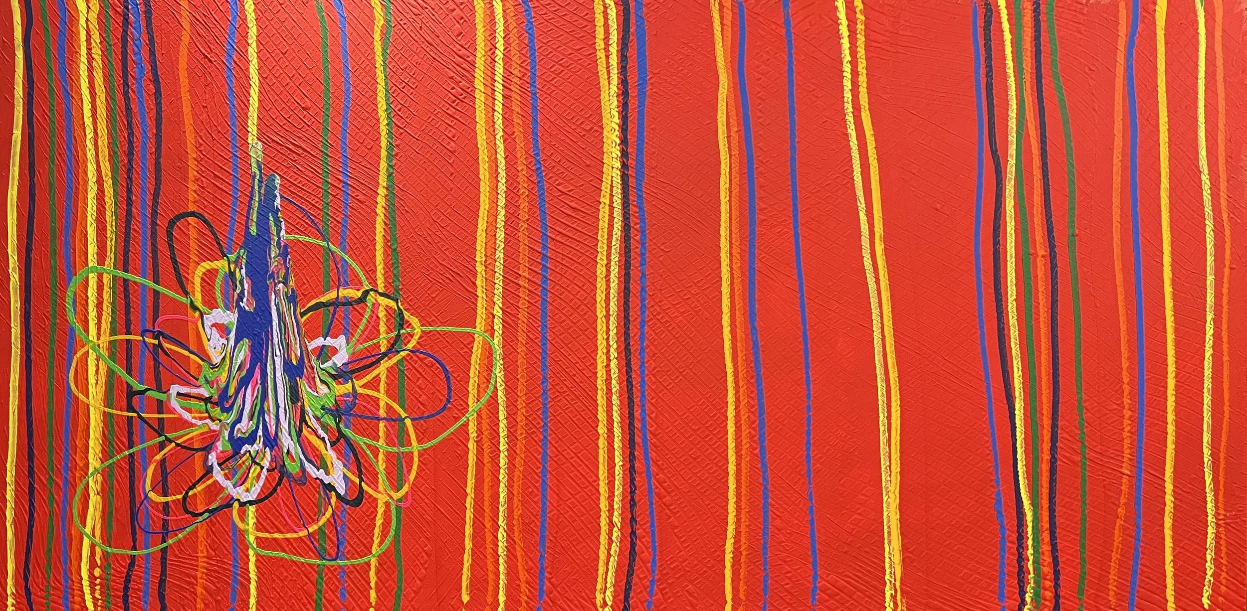 Energía Roja | Acrílico sobre tela | 150 x 300 cm | 2026