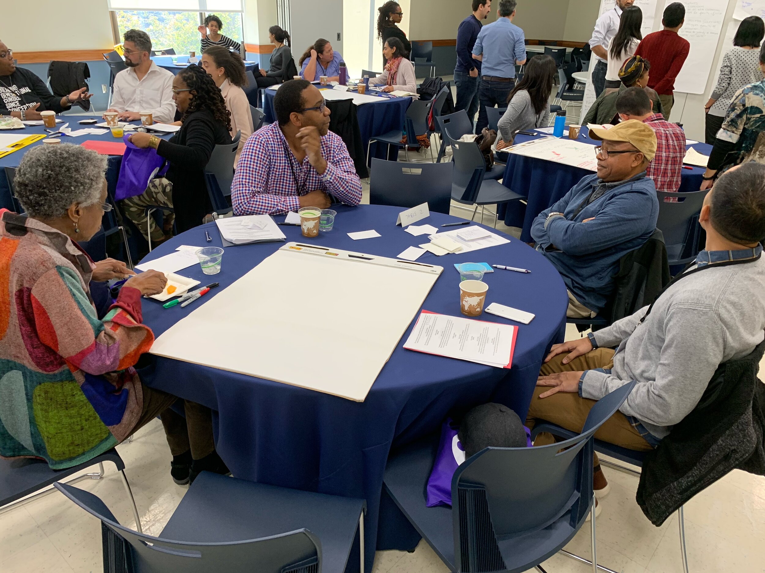 Faculty attendees discussing what "decolonizing the Academy" means to them.