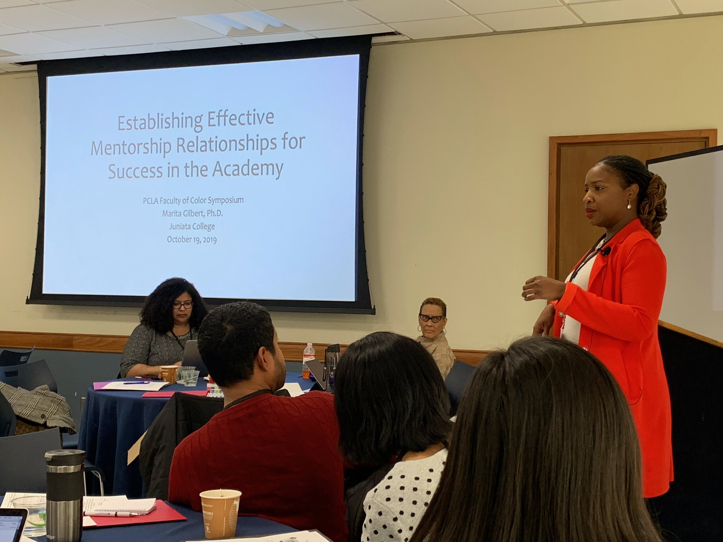 Marita Gilbert, PhD, dean of Institutional Equity and Inclusive Excellence at Juniata College, leading the session on effective mentorship relationships.