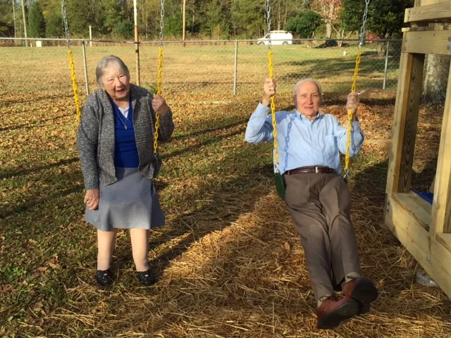 The Bocks enjoying the new swings!