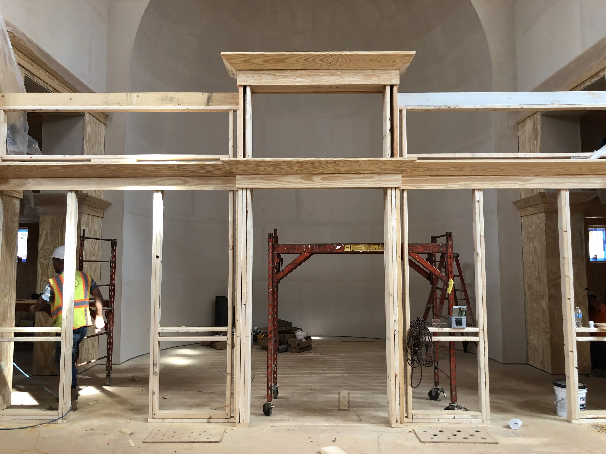 The frame for the iconostasis is complete!