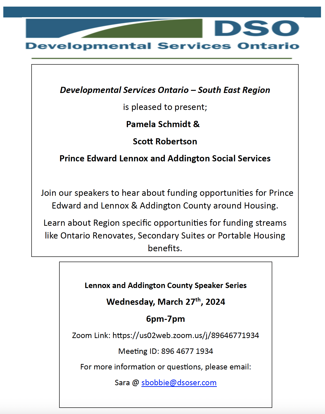 Lennox and Addington County Speaker Series
