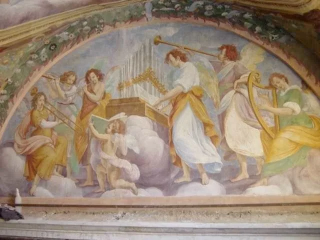 Fresco lunette in the church of Santa Maria della Neve in Cislago, Italy, ca. 1615.