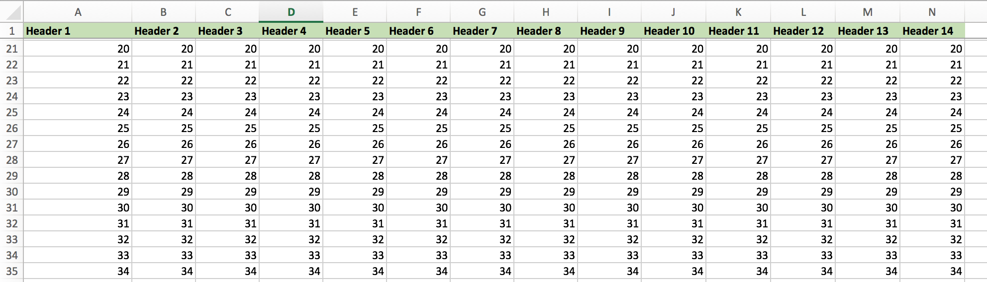 As you scroll down, you will notice the rows flow underneath the top row, making it easy to keep track of what the columns contain.