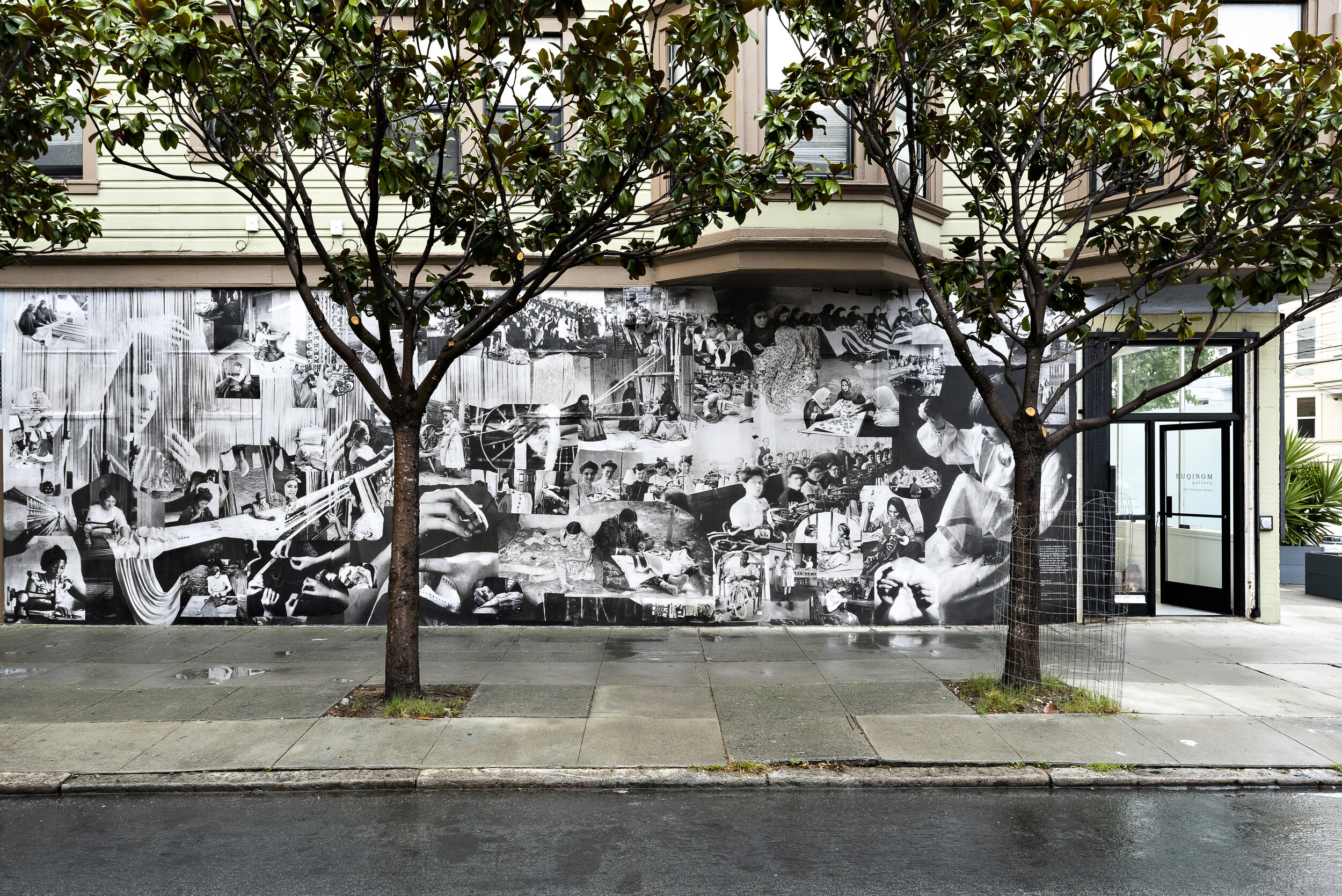  KLEA MCKENNA Mural: Life Hours, 2019 Copy paper and wheatpaste 11.5 feet x 40 feet  This mural is a temporary (2 month) installation that accompanies the exhibition inside EUQINOM Gallery. It is intended as an offering to the invisible labor that is