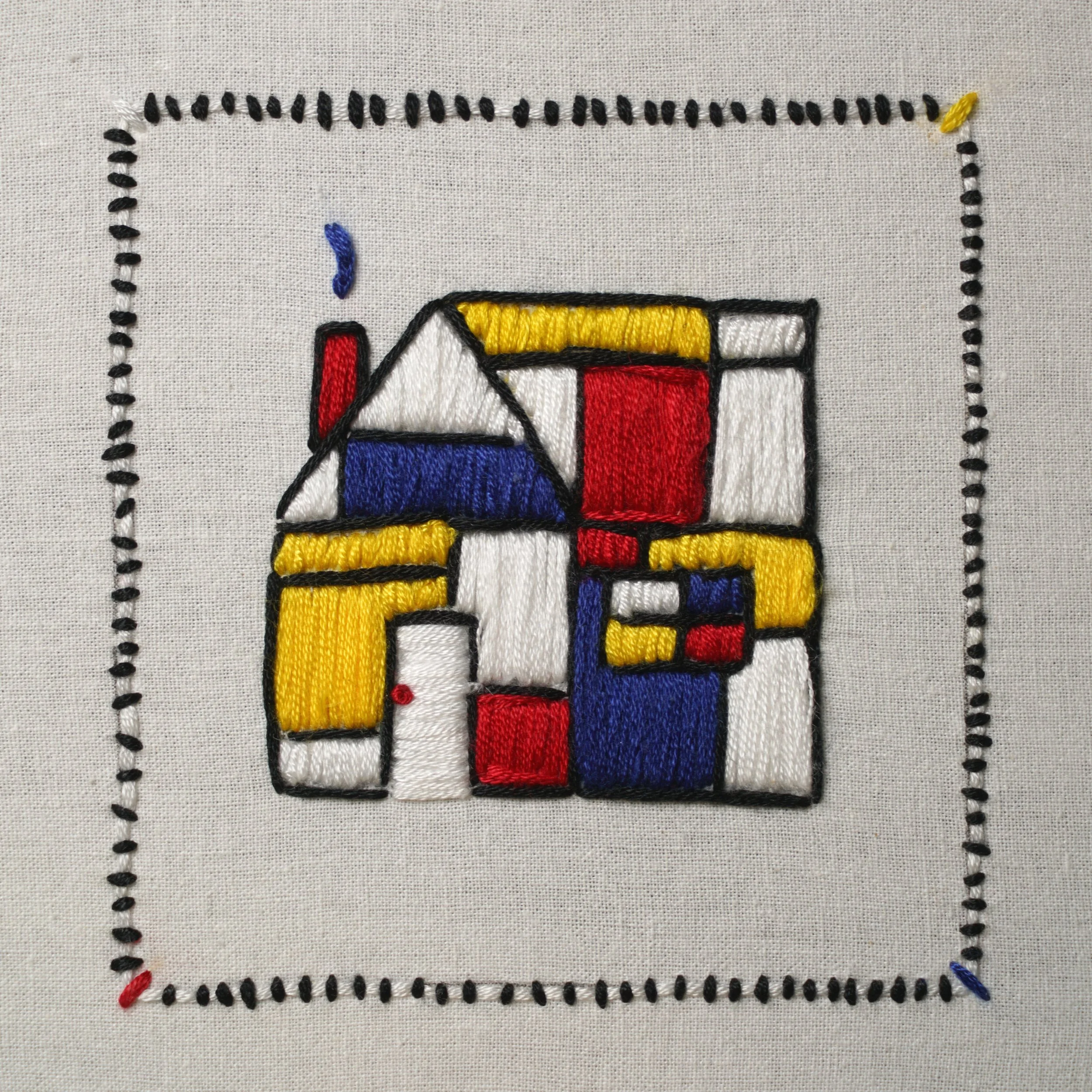  JONA FRANK Stitching No. 06: Home, 2019 Embroidery floss stitched on dish towel, unique 4 x 4 in, framed 9 x 9 in   INQUIRE  