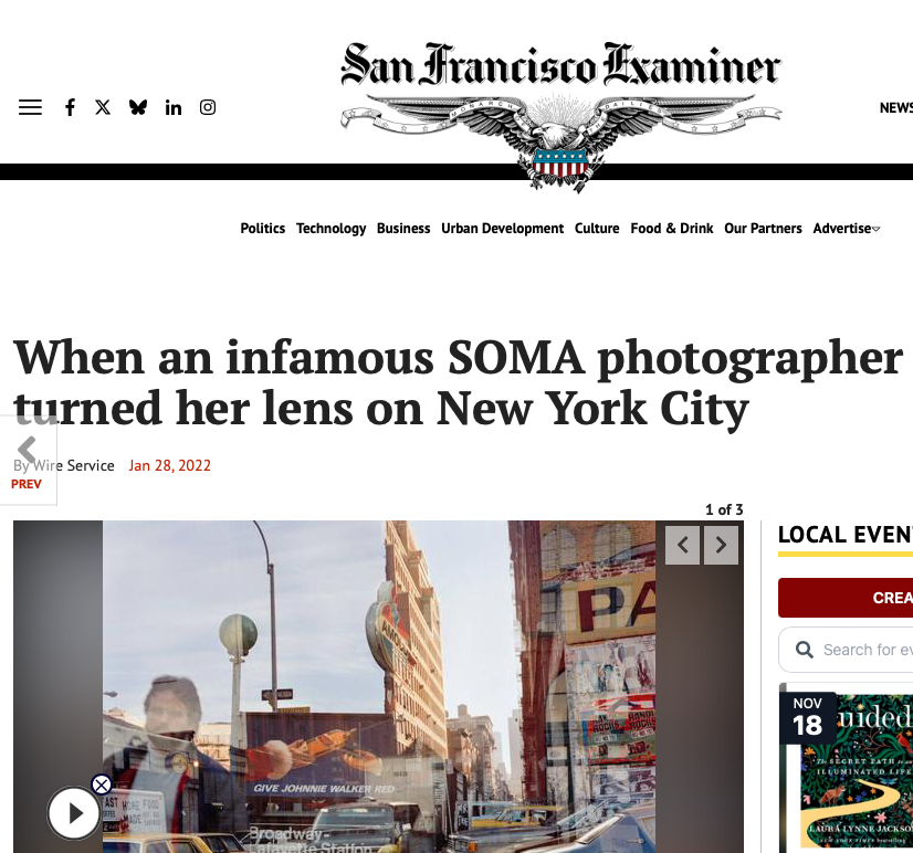  PRESS  THE SAN FRANCISCO EXAMINER   Janet Delaney:    When an infamous SOMA photographer turned her lens on New York City     by Max Blue January 28, 2022 