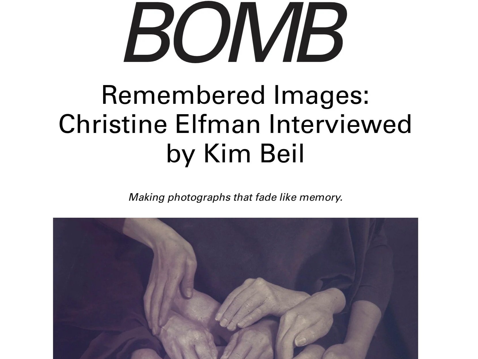  PRESS  BOMB MAGAZINE    Remembered Images: Christine Elfman Interviewed by Kim Beil   by Kim Beil April 18, 2022  