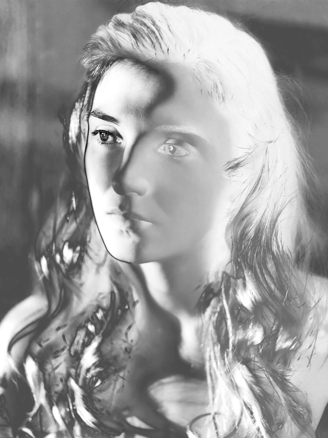  MONA KUHN  Ava,  2022 Solarized gelatin silver print 20 x 15 in (50.8 x 38.1 cm) Framed 24 x 19 in Variation of 12   INQUIRE  