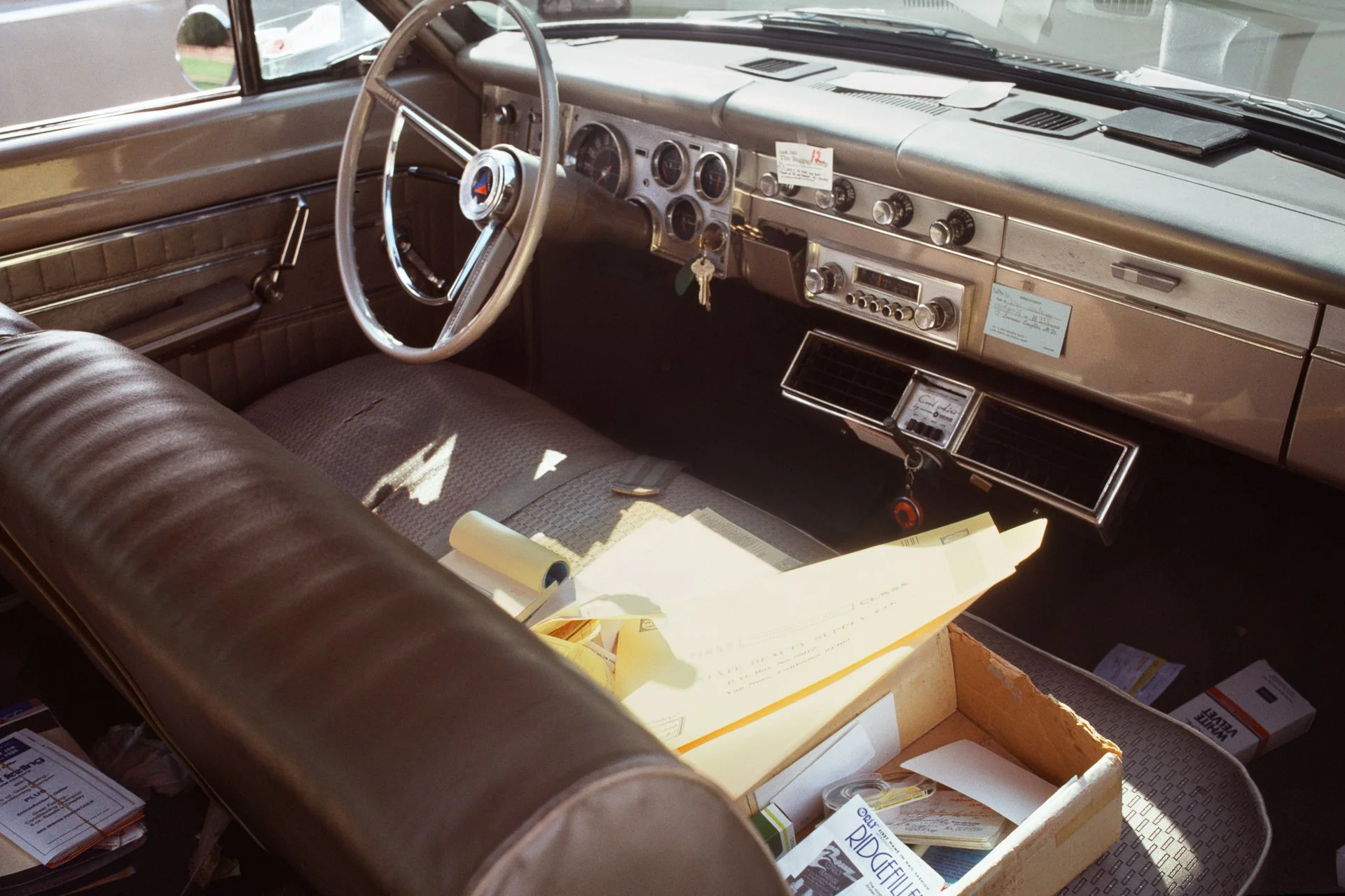 JANET DELANEY  Paperwork on the Front Seat,  1980 Archival Pigment Print, 2026 13 x 19.5 in (33.02 x 49.53 cm), edition of 5 +2AP 28 x 42 in (71.12 x 106.68 cm), edition of 2 + 1AP   INQUIRE  