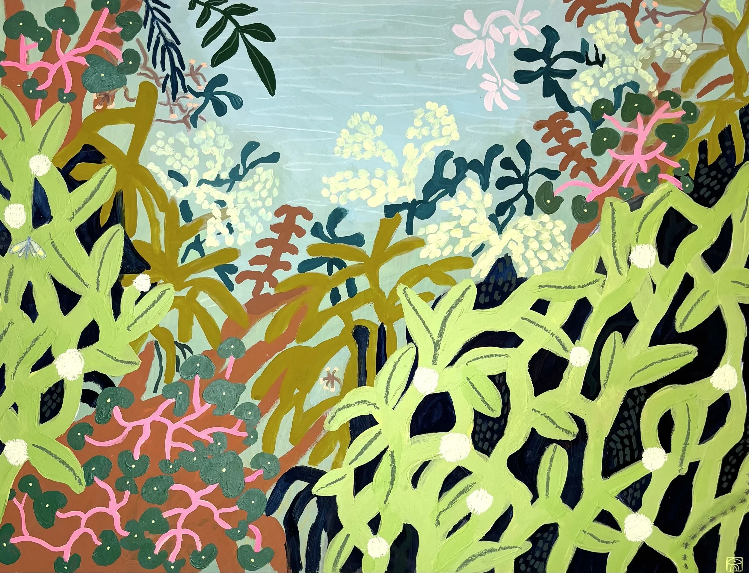  Iris de la Torre Breathing Life, 2026 Acrylic, gen pen, and gouache on wood panel 18 x 24 in (45.72 x 60.96 cm)   INQUIRE  