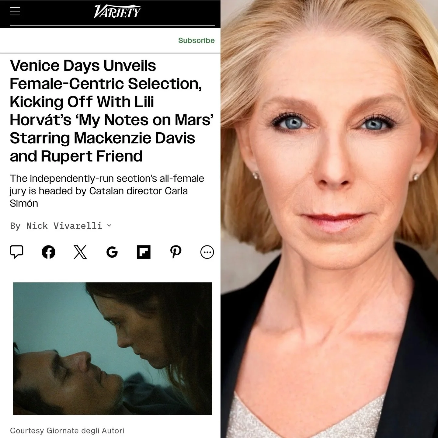 Next stop Venice!! 🇮🇹 🎬✨🚀

Thrilled to share that MY NOTES ON MARS by director Lili Horv&aacute;t is kicking off the Venice Days festival, starring dear friend and client @elizabethlande.official !! 

Elizabeth booked directly from our virtual se