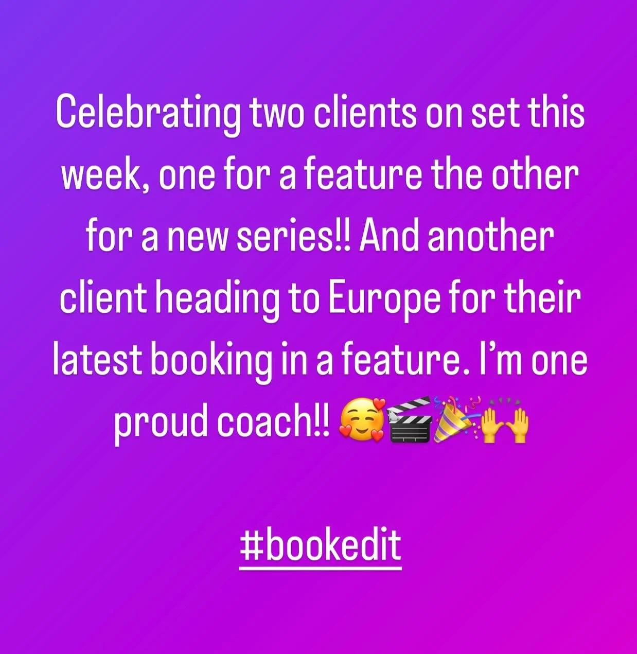 Just so thrilled to share this HUGE news!! THREE clients on set in one week from our amazing work together. Teamwork makes the dream work!! 😍🎬🎉🥰 
#actingcoach #bookedi
