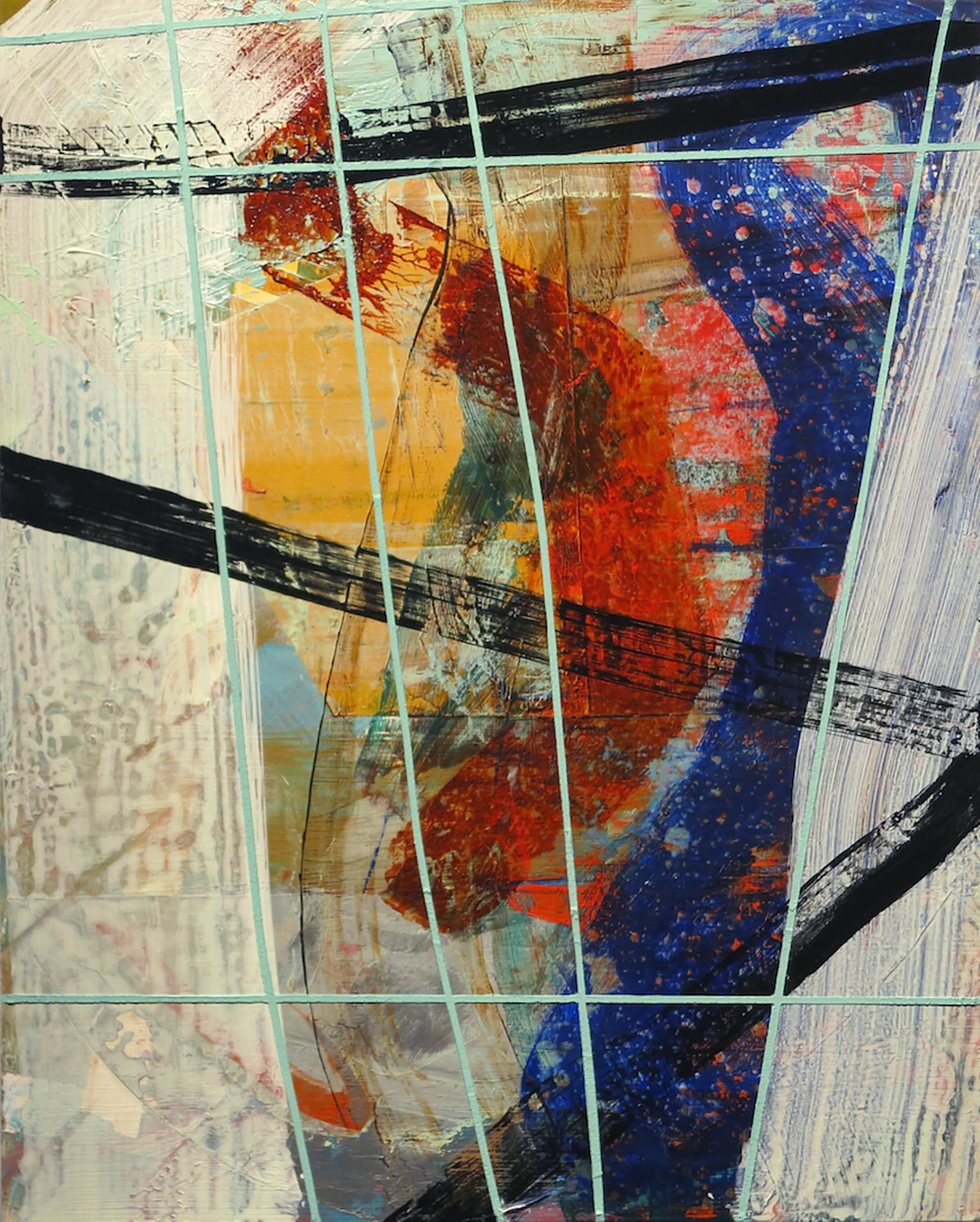 <i>conflux</i></br> 2014, acrylic & gypsum compound on panel </br>20" x 16" (available)