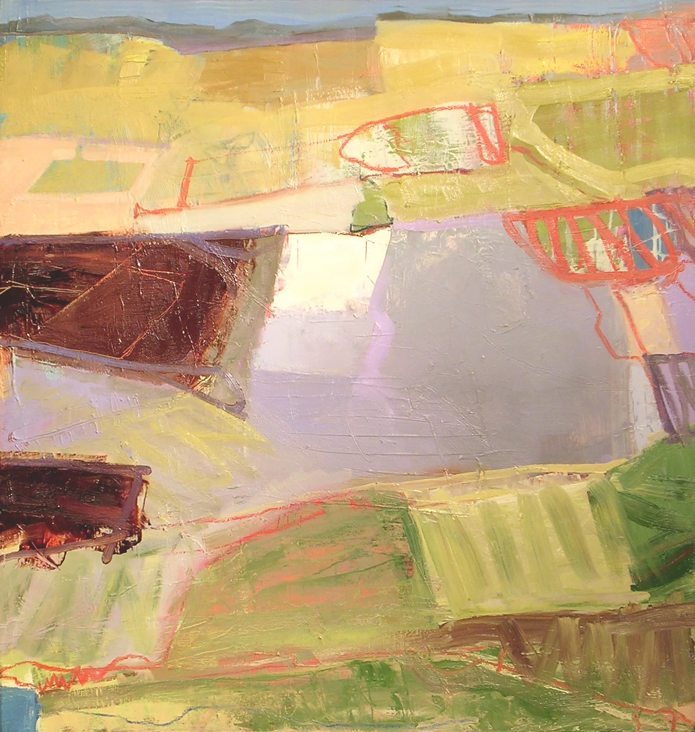<i>yellow open state</i></br>2006, oil & oilstick on canvas, 40” x 38”</br>(available)