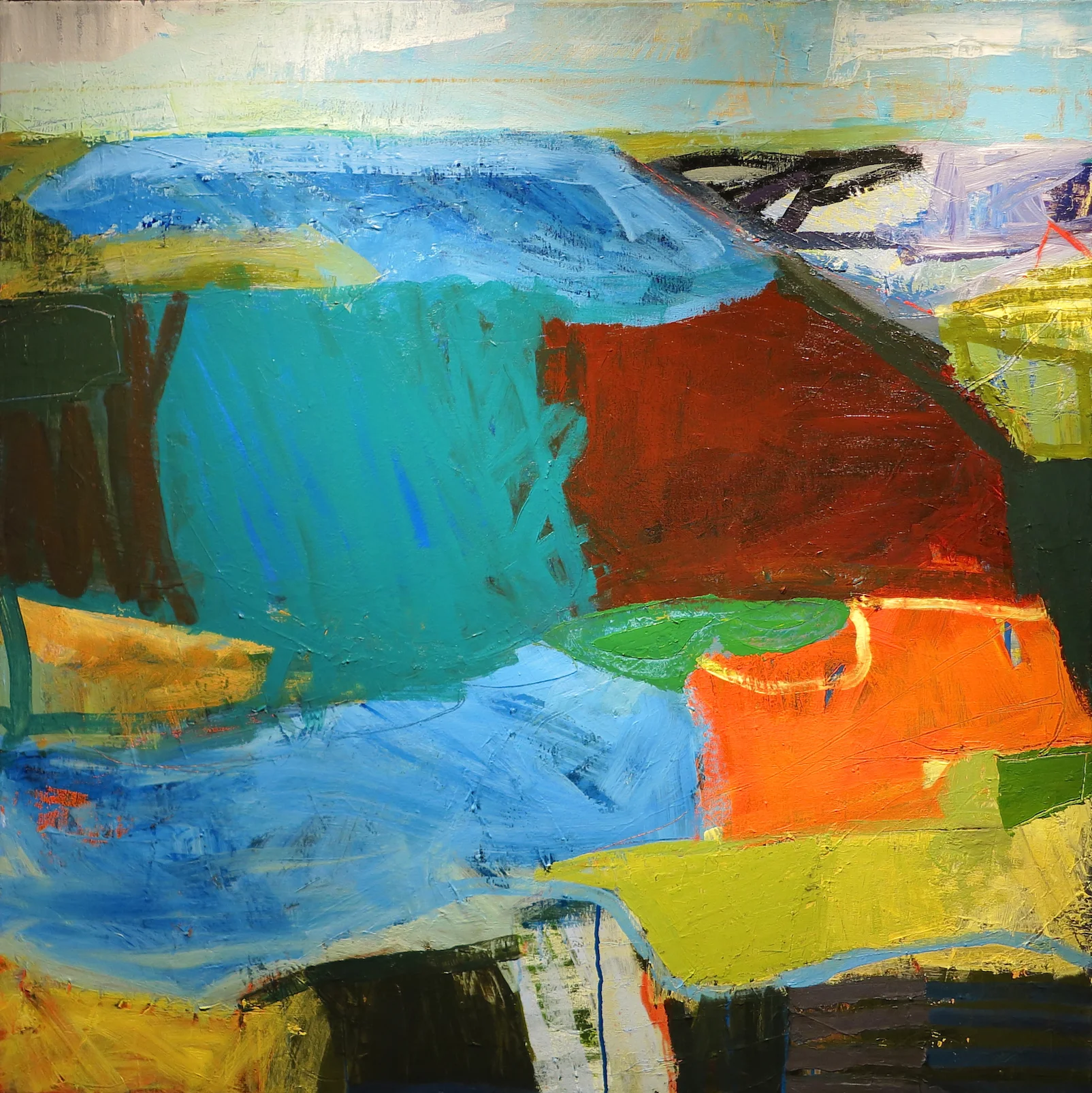 <i>tragabigzanda</i></br>2013, acrylic on canvas, 40” x 40”</br>(available)