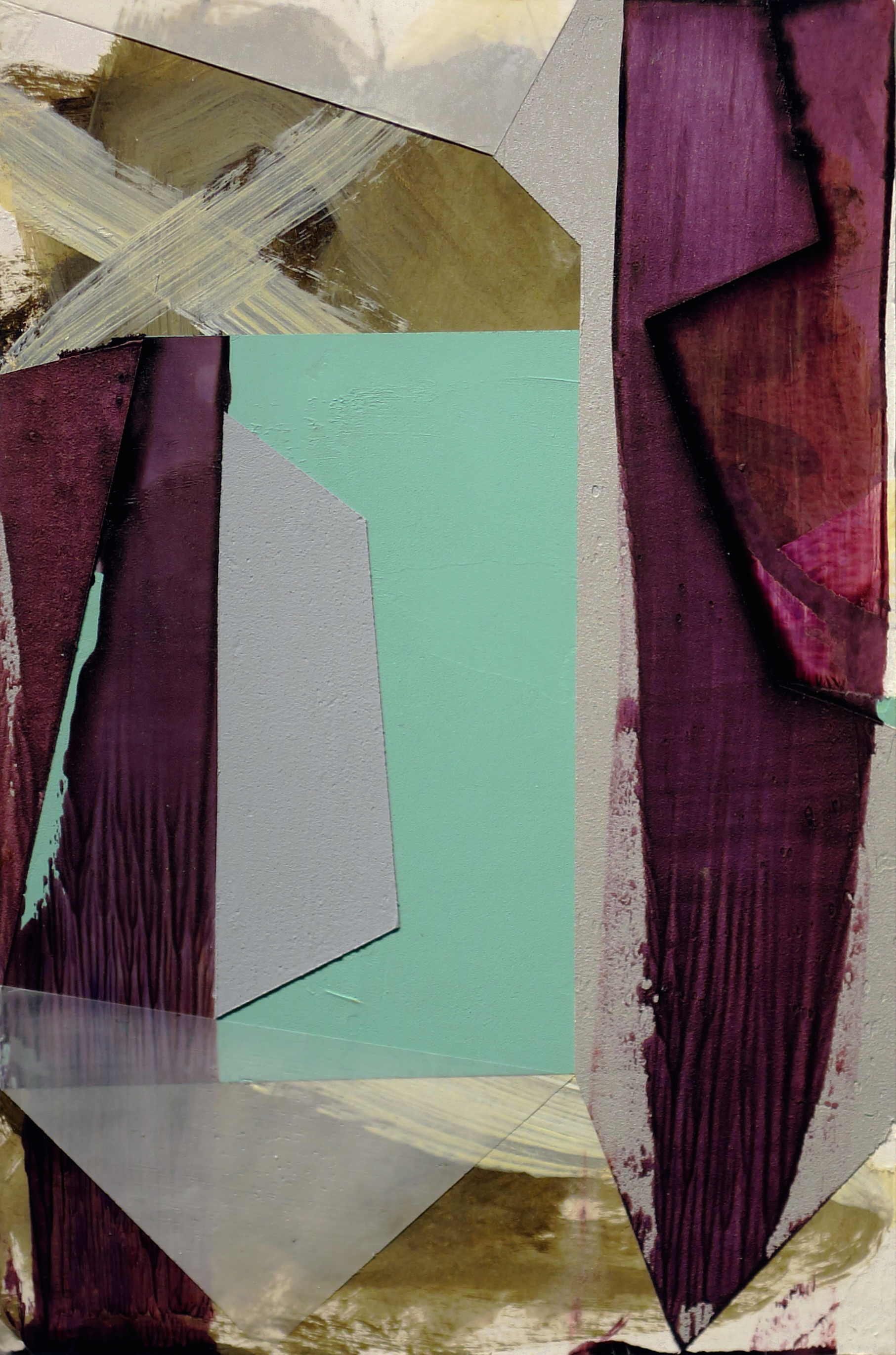 <i>17APR15</i></br>2015, acrylic & gypsum compound on cradled matboard, 15” x 10”</br>(available)