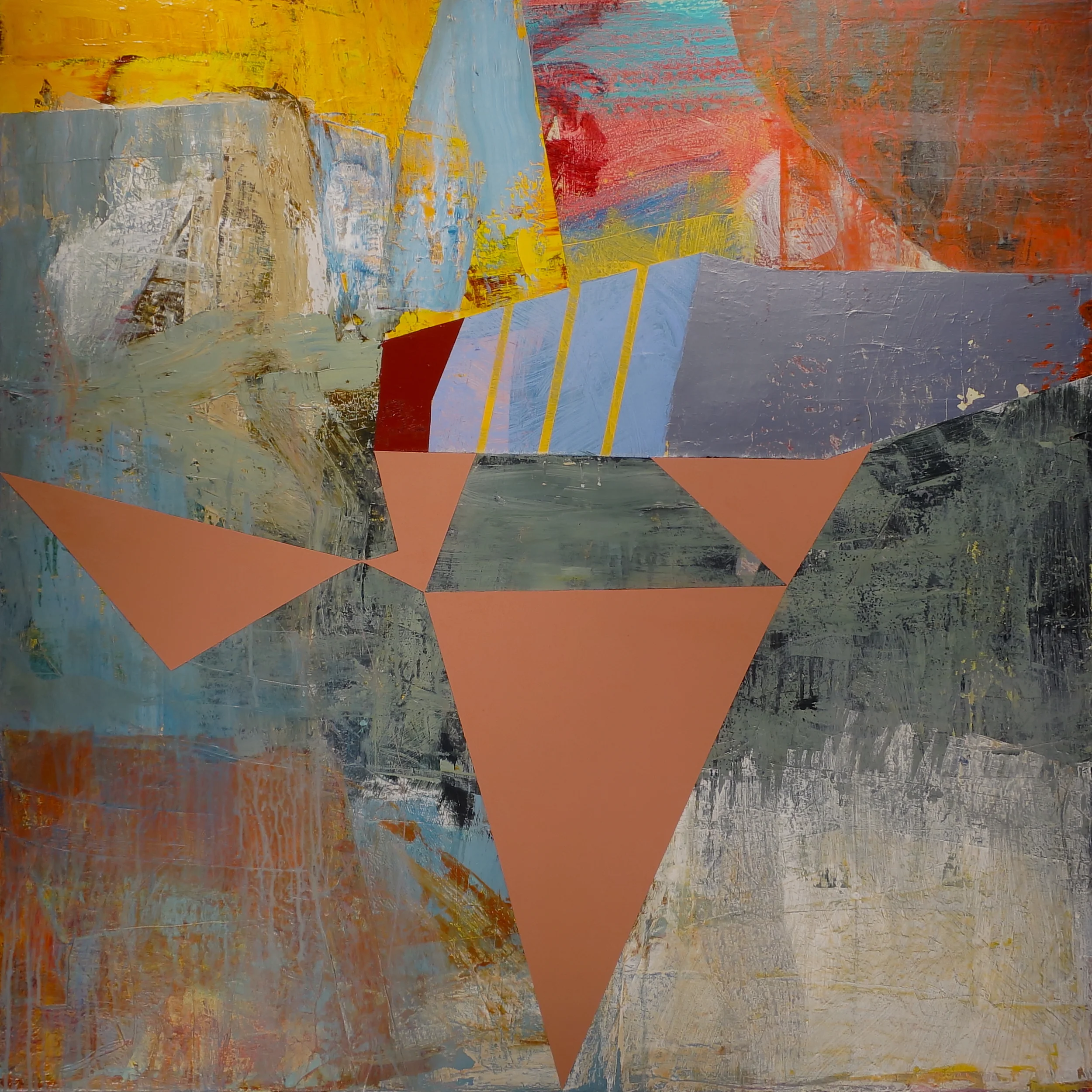 <i>no geographies in the hand</i></br> 2015, acrylic & gypsum compound on canvas </br>40" x 40"</br>(available)
