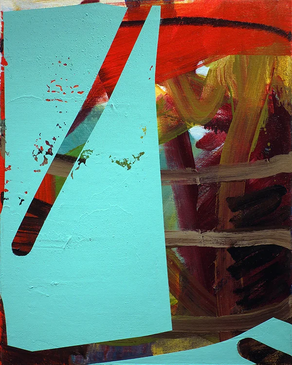 <i>shloop</i></br> 2015, acrylic & gypsum compound on canvas mounted to board </br>20" x 16"</br>(available)