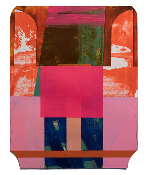 pink shrine 2017, acrylic on paper laid on artboard, 14” x 11”(available)