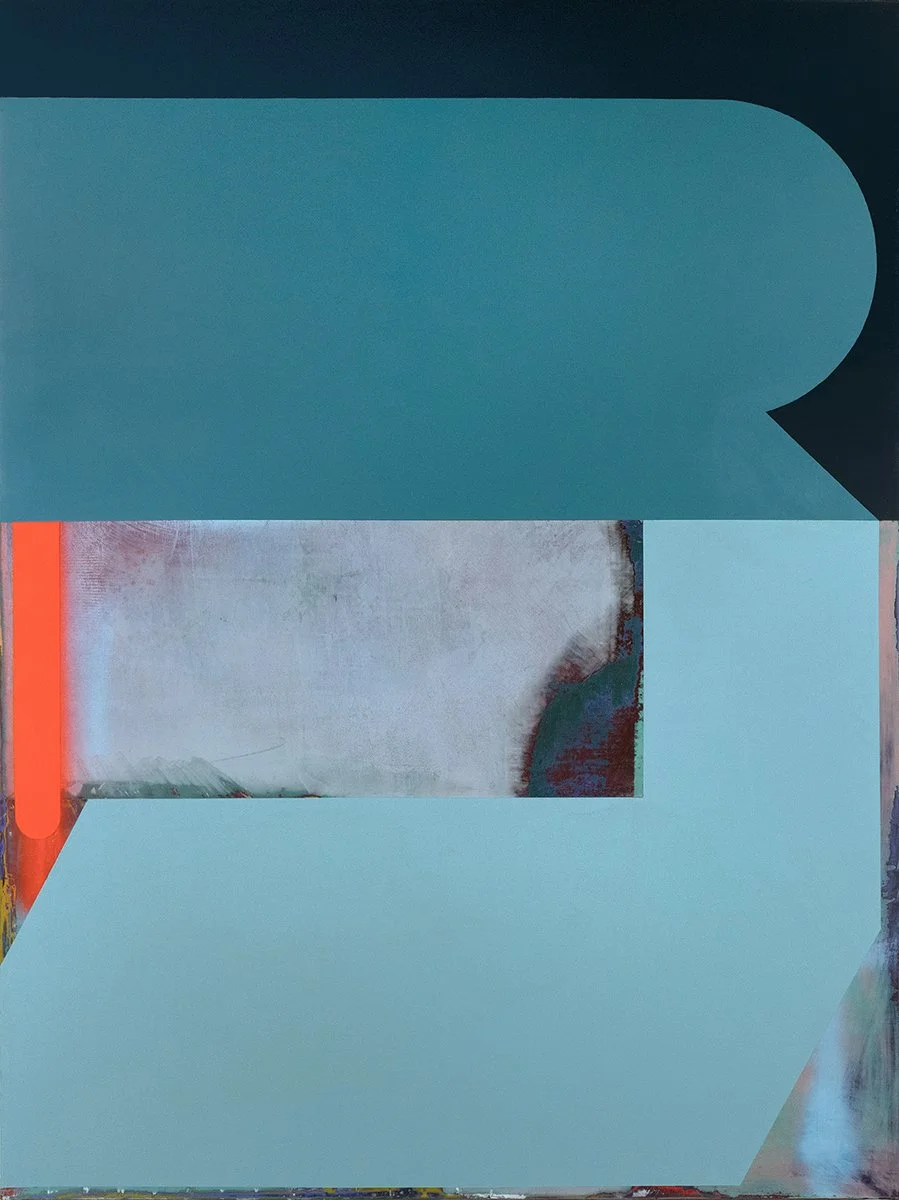 amphitrite -- 2025, acrylic, gypsum compound & spray paint on canvas. 40" x 30" (available via Kathryn Markel Fine Arts, NYC)