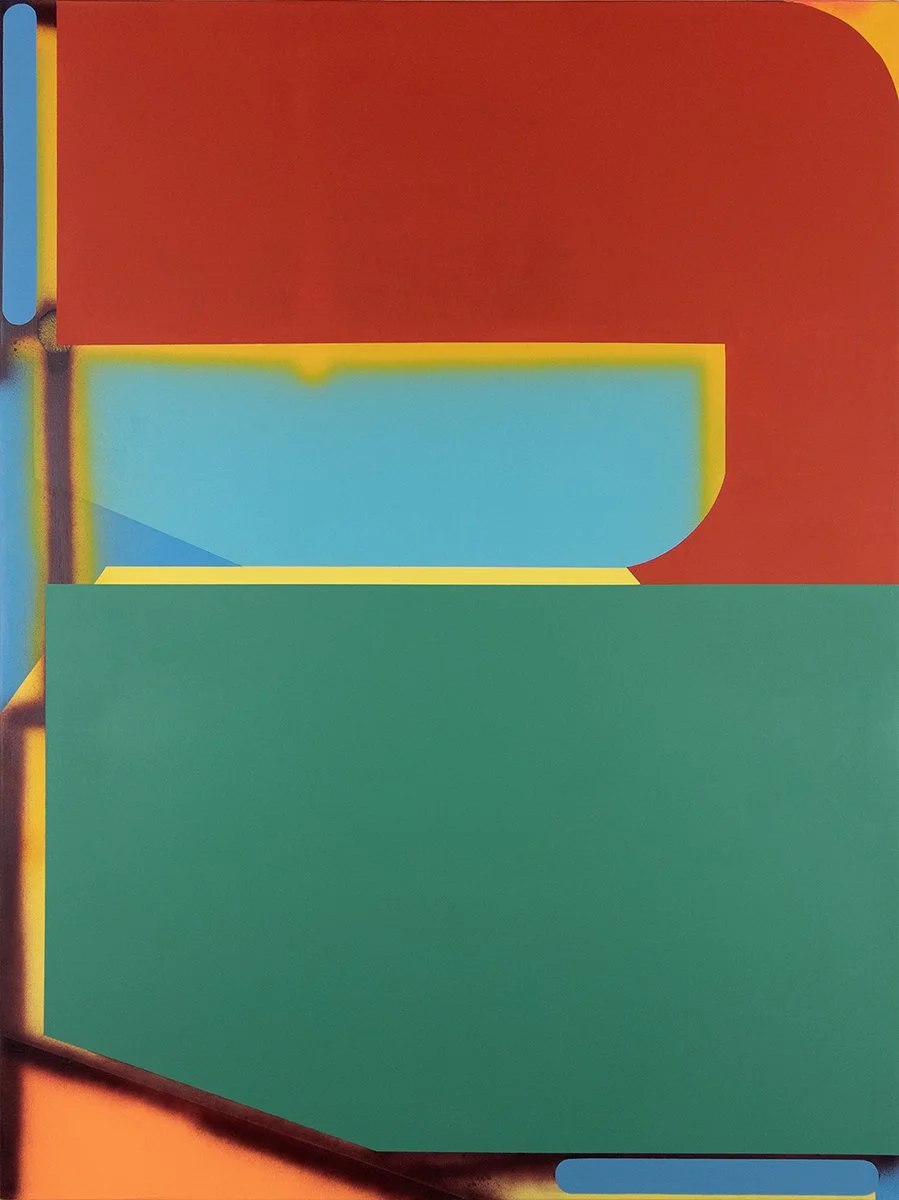 champ -- 2025, acrylic, gypsum compound & spray paint on canvas. 40" x 30" (available via Kathryn Markel Fine Arts, NYC)