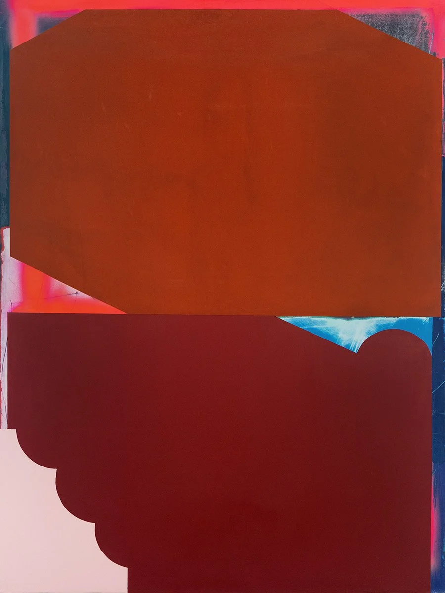 niké -- 2025, acrylic, gypsum compound & spray paint on canvas. 40" x 30" (available via Kathryn Markel Fine Arts, NYC)