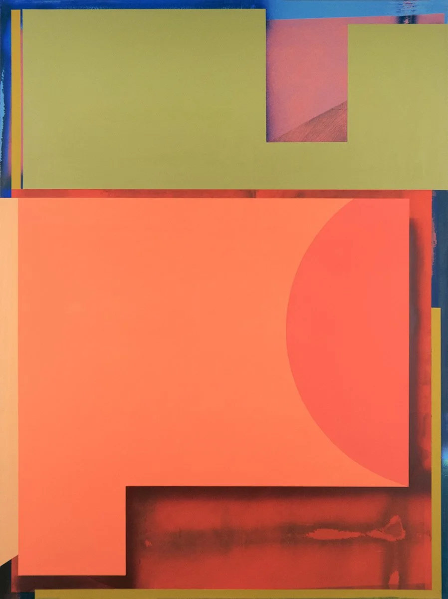 rosie -- 2025, acrylic, gypsum compound & spray paint on canvas. 40" x 30" (available via Kathryn Markel Fine Arts, NYC)