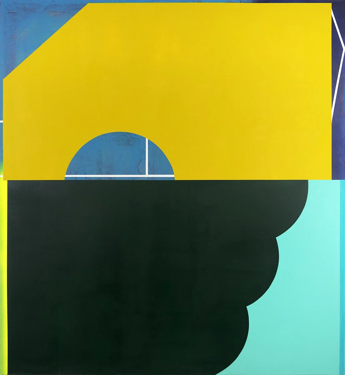 oracle -- 2026, acrylic, gypsum compound & spray paint on canvas. 48" x 44" (available via Kathryn Markel Fine Arts, NYC)