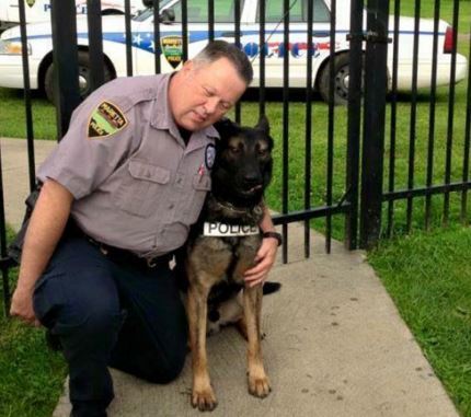 Officer Matthew Hickey and Ajax; Photo: GoFundMe Page