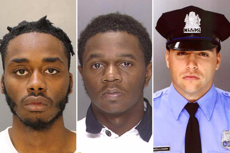 Suspects Scott Griffin (l), and Samir Coyett (c), Officer James McCullough (r); Photo: Philly Police Dept.