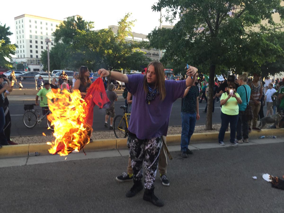 Protester in Albuquerque, NM; Photo: Russell Contreras/AP