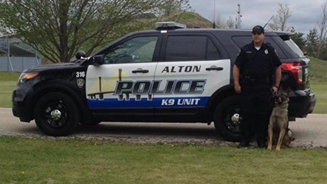 K9 Jax and his handler; Photo: Alton Police Dept.