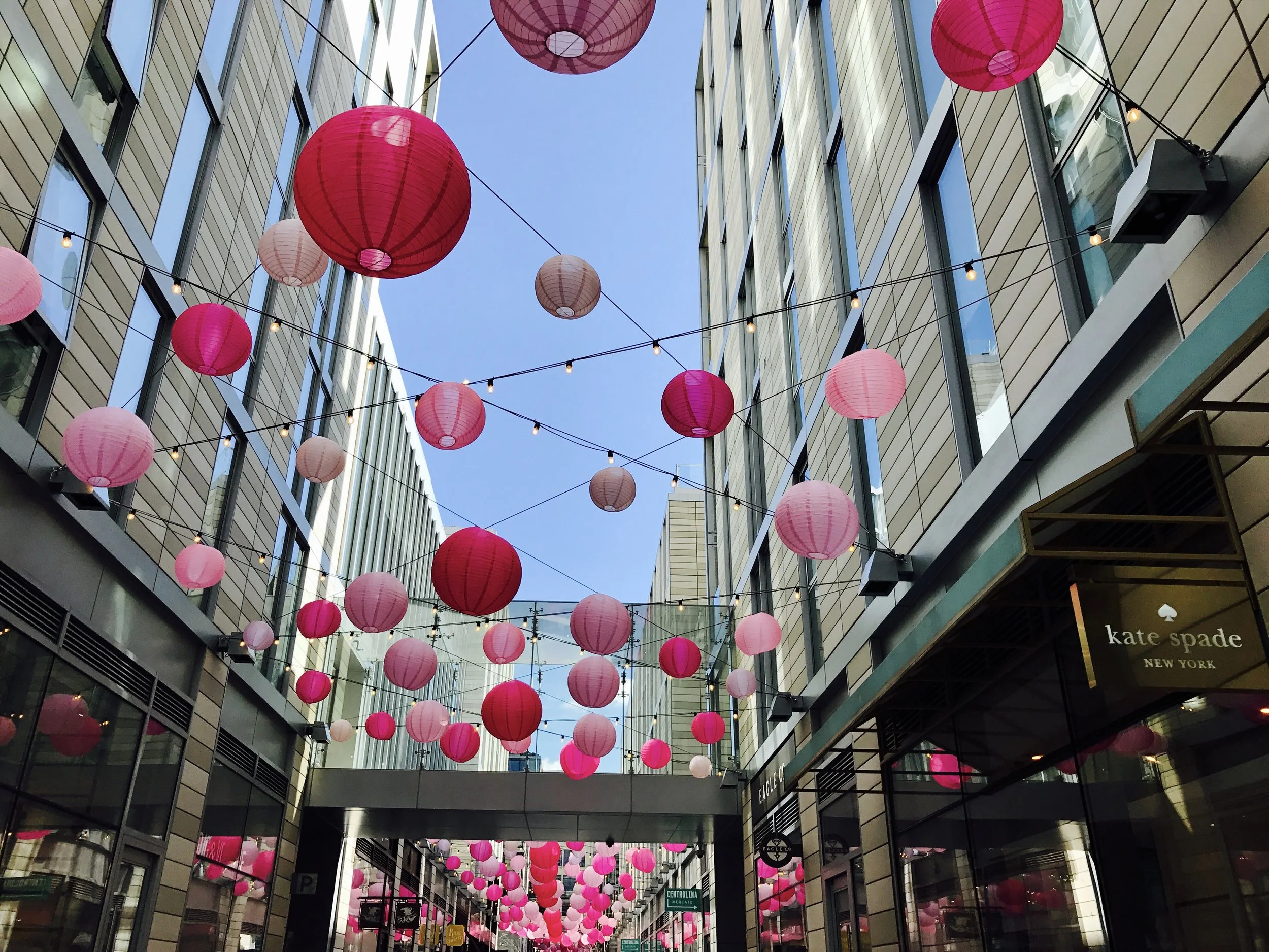 Pink lanterns in D.C. City Center. 