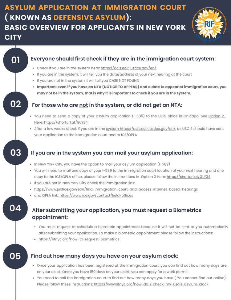 Defensive Asylum / Immigration Court RIF Asylum Support